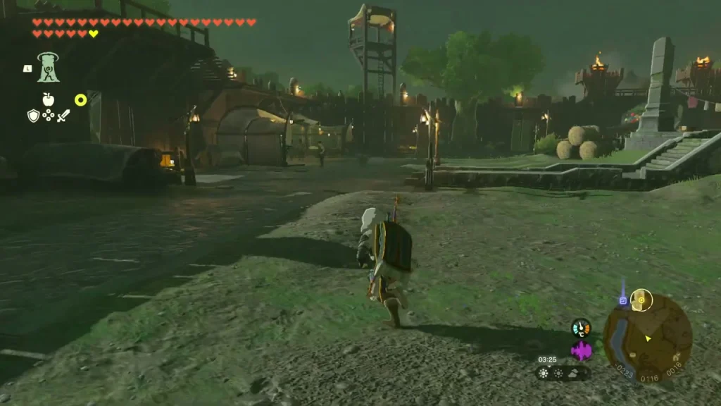 Lookout Landing street at night leading to the general store