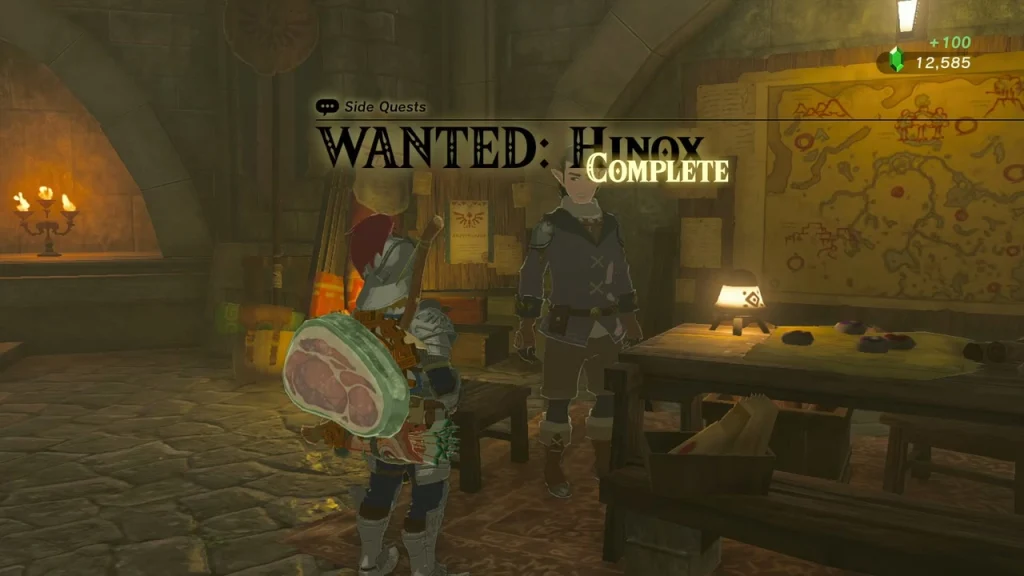 Gralens beside the Wanted Hinox complete banner and 100 rupees