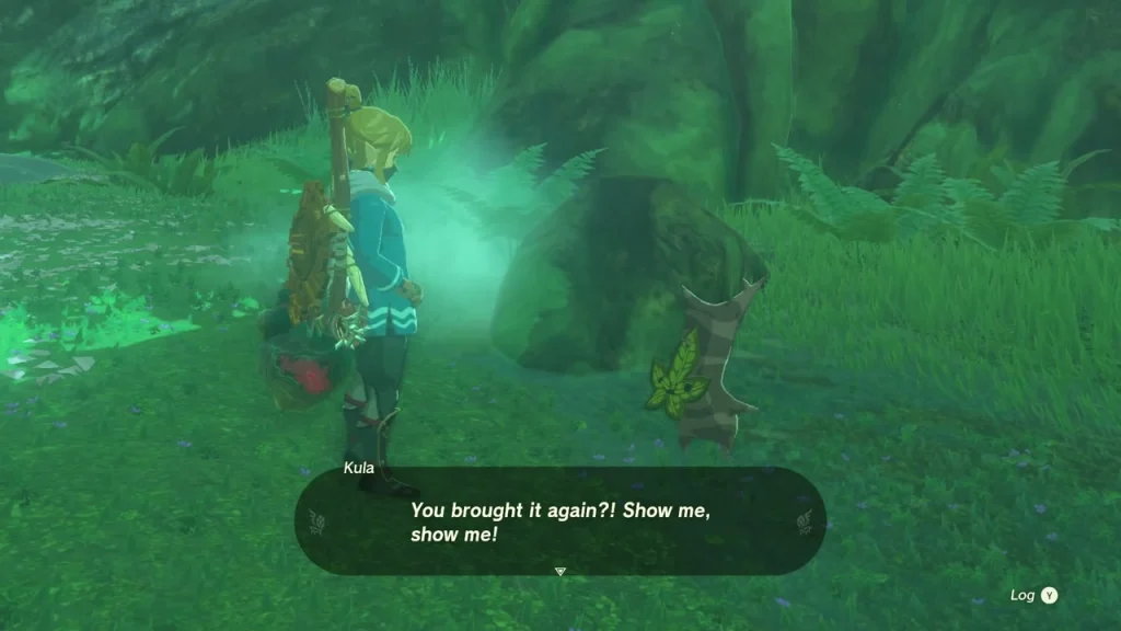 Kula greeting the hero in the forest, asking to see the picture