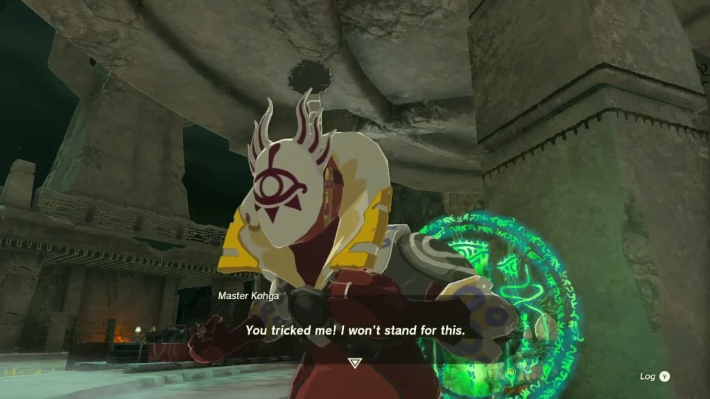 Close view of Kohga's green eye barrier with its glowing runes Close view of Kohga's green eye barrier with its glowing runes