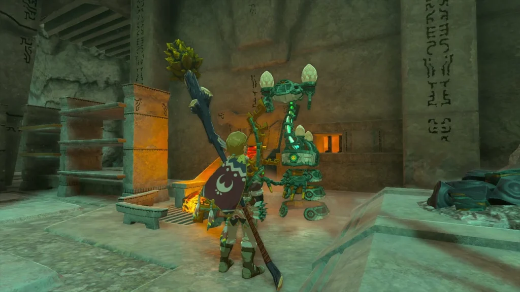 Forge Construct beside a glowing furnace trading Zonaite for charges Forge Construct beside a glowing furnace trading Zonaite for charges