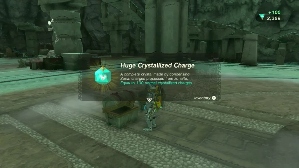 Huge Crystallized Charge item box beside the opened chest Huge Crystallized Charge item box beside the opened chest
