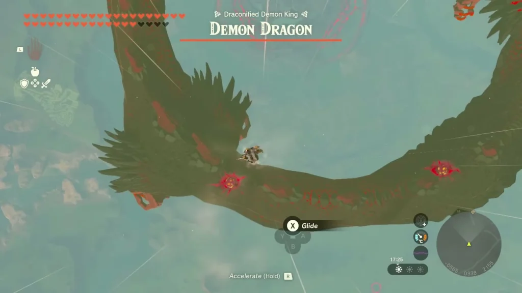 Gliding toward the Demon Dragon's coiled body Gliding toward the Demon Dragon's coiled body