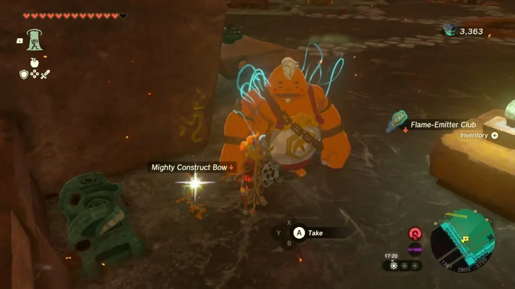 Mighty Construct Bow dropped by a defeated Construct on the 3F hub floor Mighty Construct Bow dropped by a defeated Construct on the 3F hub floor