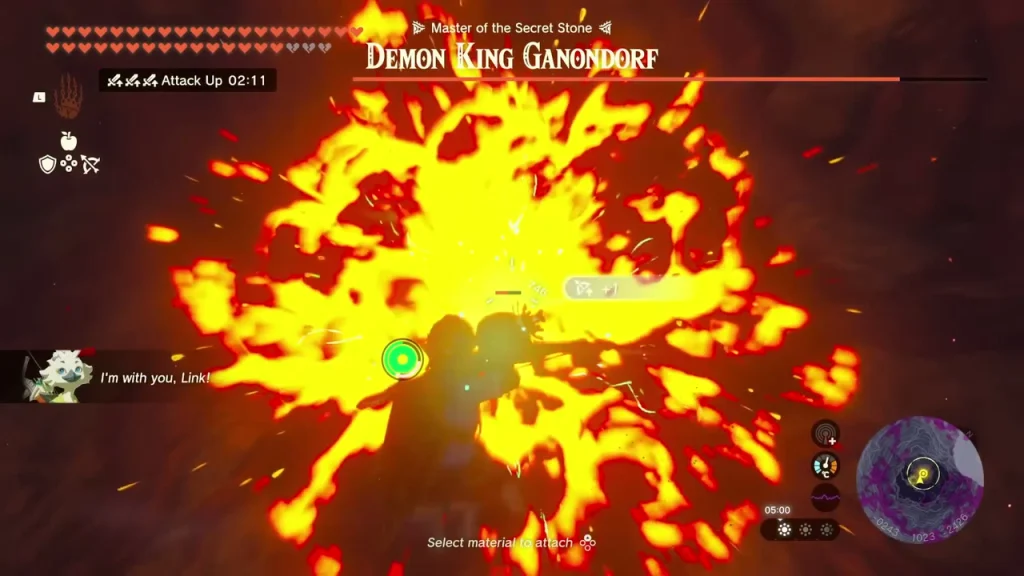 Ganondorf's explosion filling the arena with fire Ganondorf's explosion filling the arena with fire
