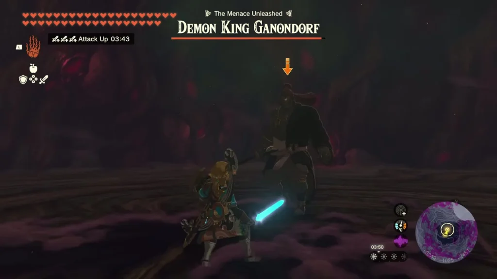 Demon King Ganondorf attacking in his first phase Demon King Ganondorf attacking in his first phase