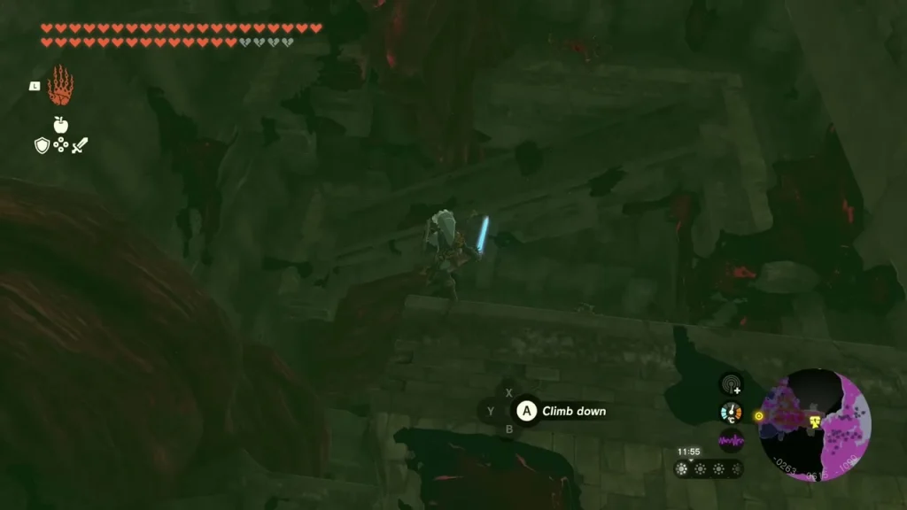 Stone corridor lit by a glowing blue sword Stone corridor lit by a glowing blue sword
