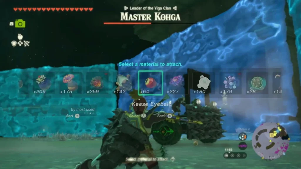 Keese Eyeball selected to fuse to an arrow during the Kohga fight Keese Eyeball selected to fuse to an arrow during the Kohga fight