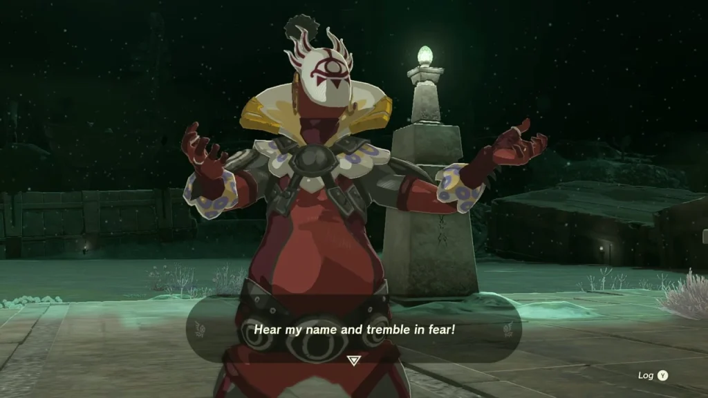 Master Kohga with arms spread in the mine arena before the fight Master Kohga with arms spread in the mine arena before the fight