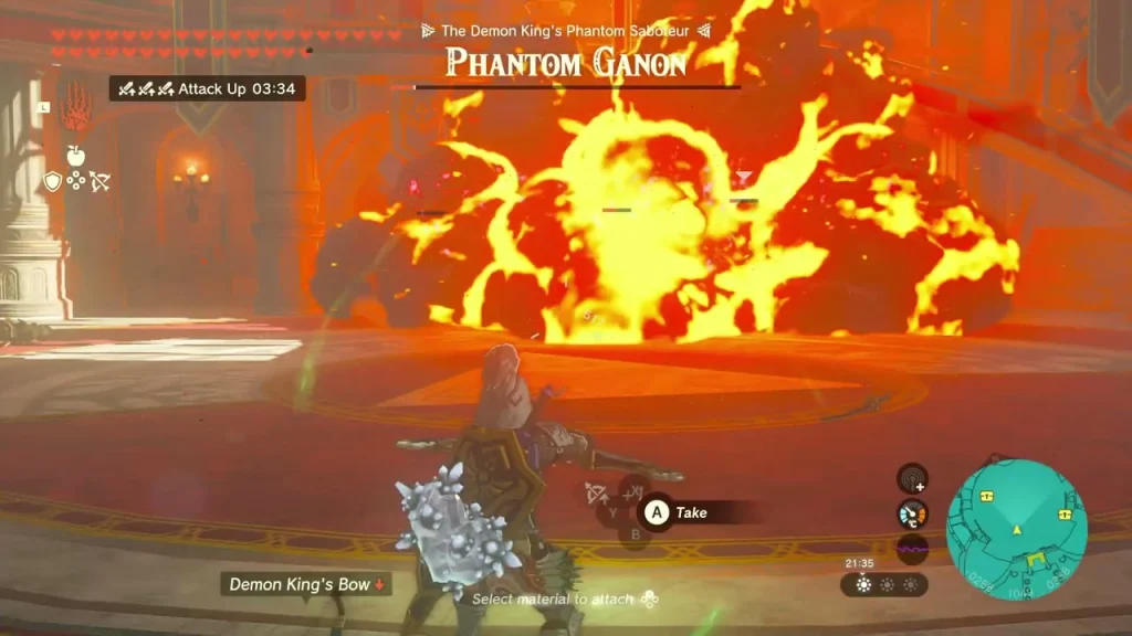 Demon King's Bow dropped in the Sanctum with a Take prompt amid flames Demon King's Bow dropped in the Sanctum with a Take prompt amid flames