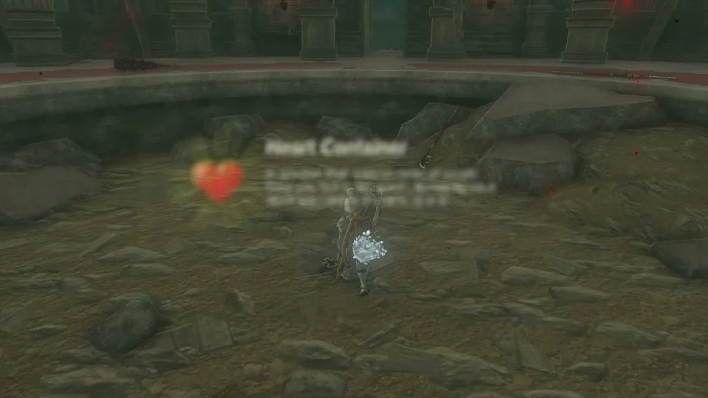 Heart Container floating in the cracked stone arena Heart Container floating in the cracked stone arena