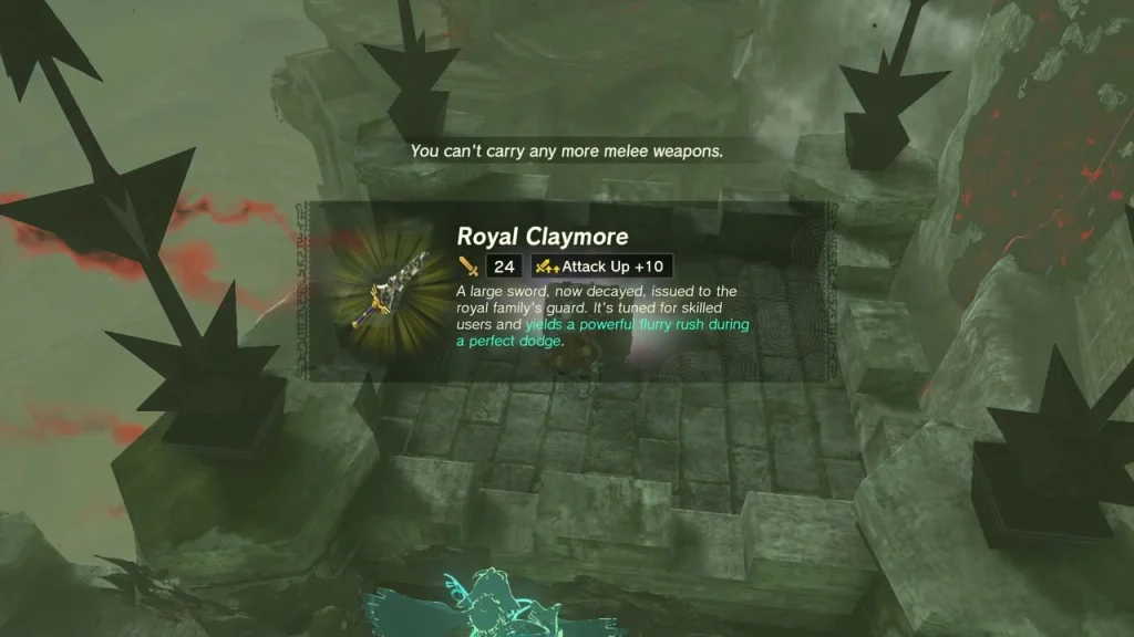 Spiked rooftop battlement with the Royal Claymore item box Spiked rooftop battlement with the Royal Claymore item box