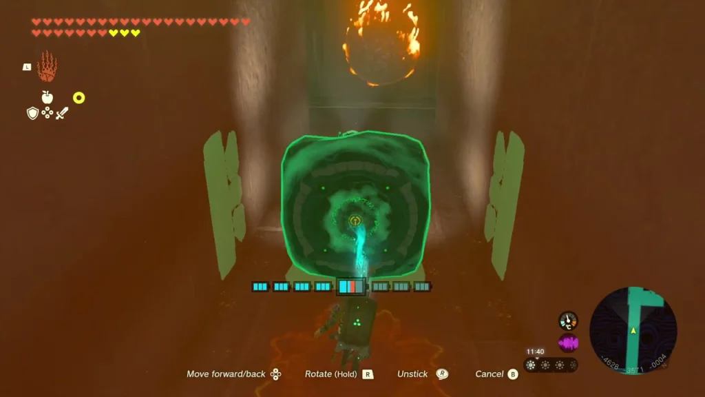 Stone block held in front of a rolling fireball coming down Stone block held in front of a rolling fireball coming down