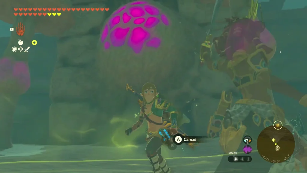Large purple hive above the temple doors with Riju lightning charging Large purple hive above the temple doors with Riju lightning charging