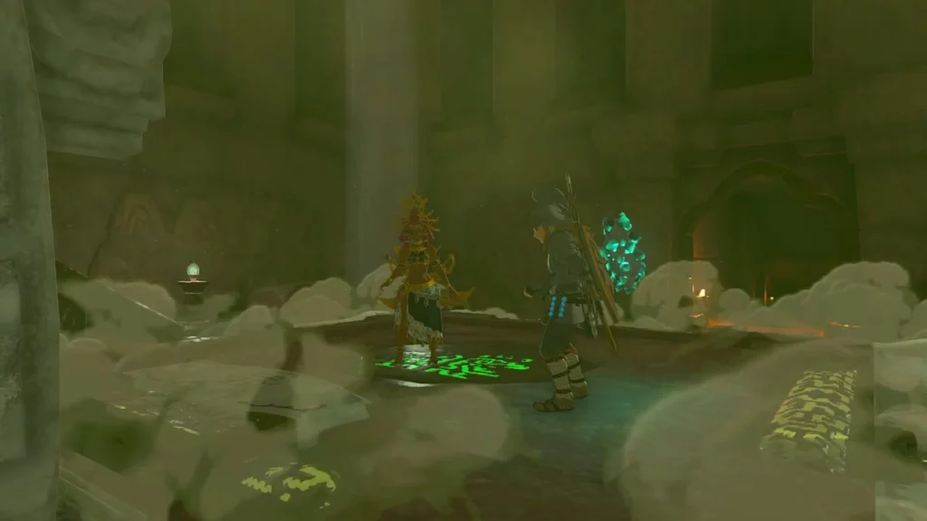 Terminal glyph on the Room of Ascension floor with Riju beside it Terminal glyph on the Room of Ascension floor with Riju beside it