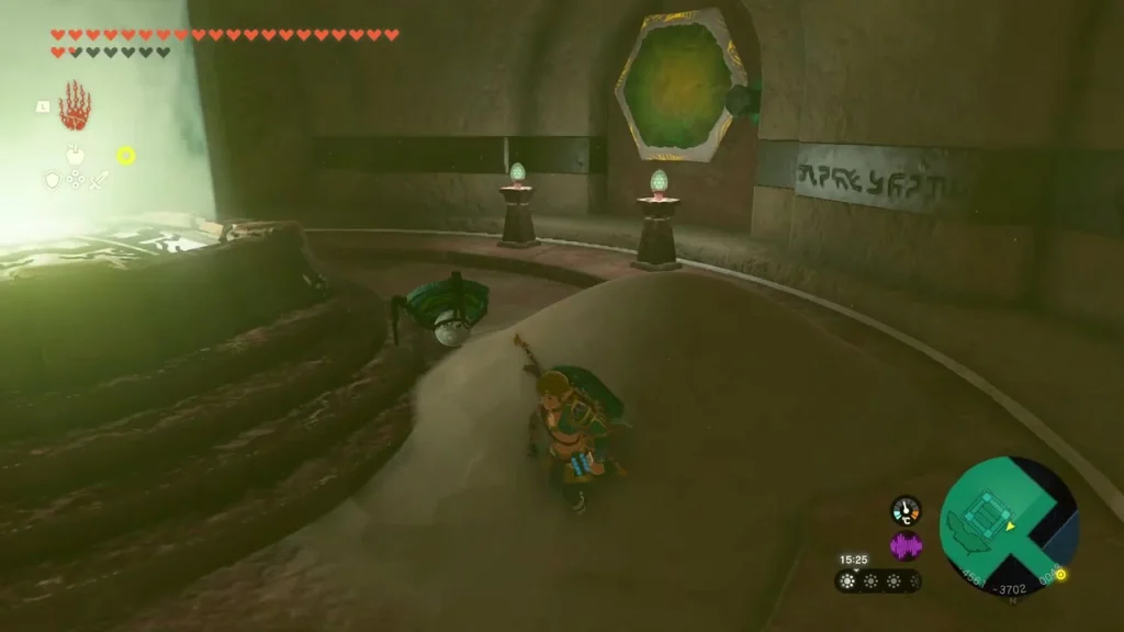 Light source above a wall with a green hexagon target Light source above a wall with a green hexagon target