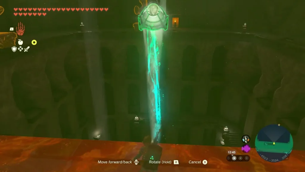 Mirror on a ledge sending the beam up toward 6F Mirror on a ledge sending the beam up toward 6F