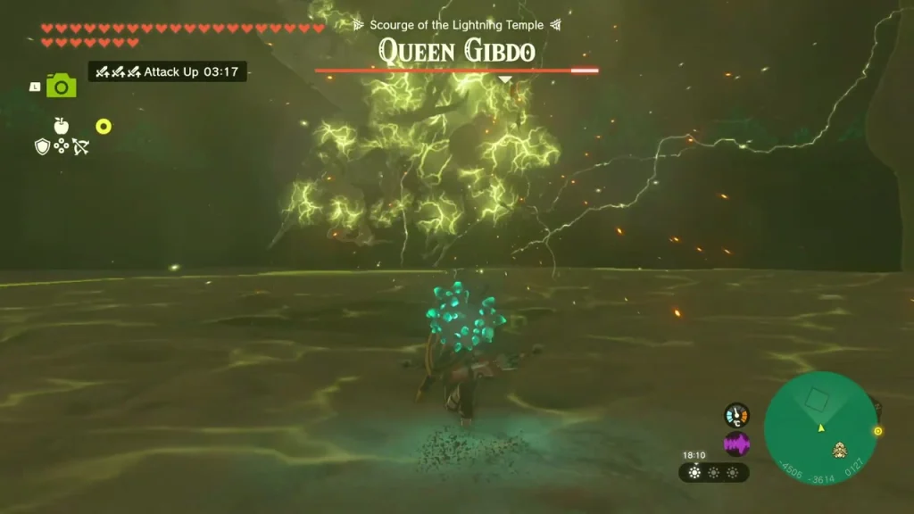 Riju lightning striking Queen Gibdo in the arena Riju lightning striking Queen Gibdo in the arena