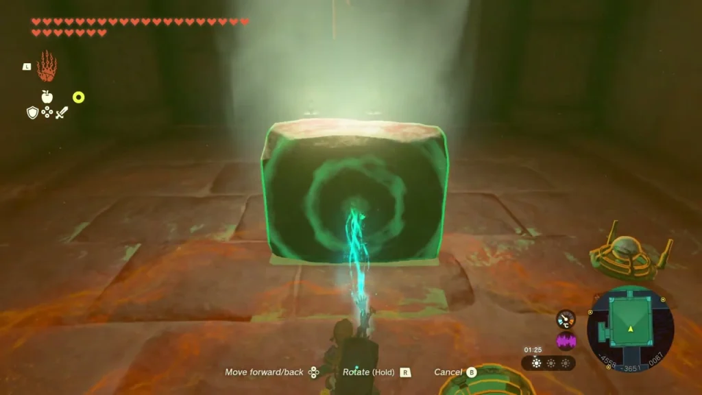 Stone block stood upright under a column of light Stone block stood upright under a column of light