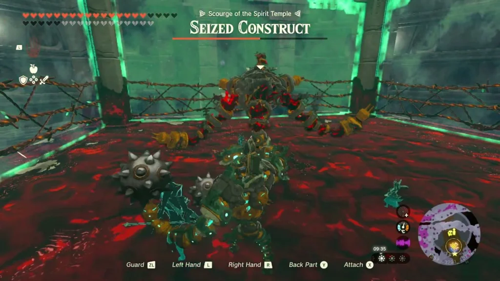 Seized Construct in a guard stance inside the rope-lined ring Seized Construct in a guard stance inside the rope-lined ring