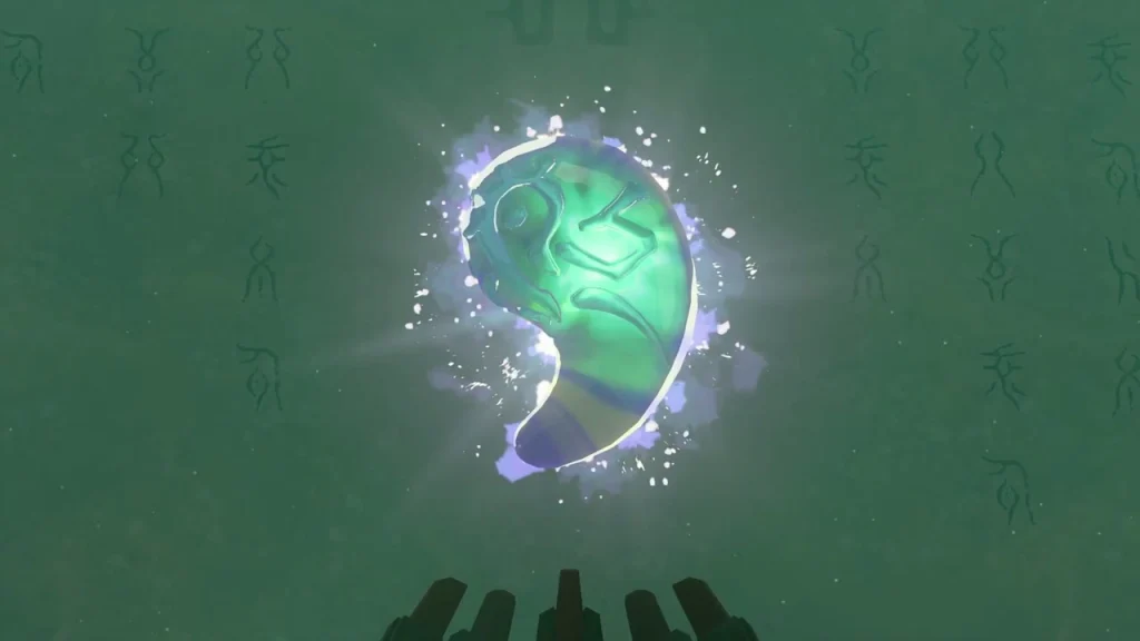 Mineru's Secret Stone glowing green above the altar Mineru's Secret Stone glowing green above the altar
