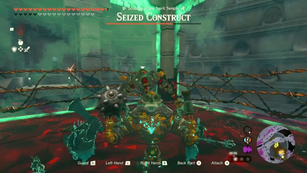 Construct with spiked balls fused to its arms facing the Seized Construct Construct with spiked balls fused to its arms facing the Seized Construct