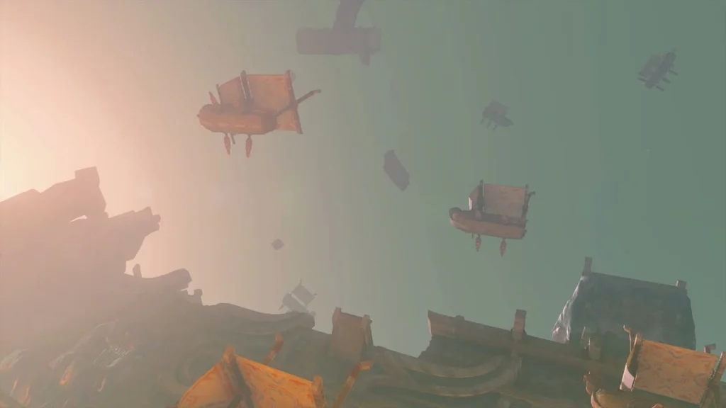 Floating ships and ruins over the Hebra sky after the storm clears Floating ships and ruins over the Hebra sky after the storm clears