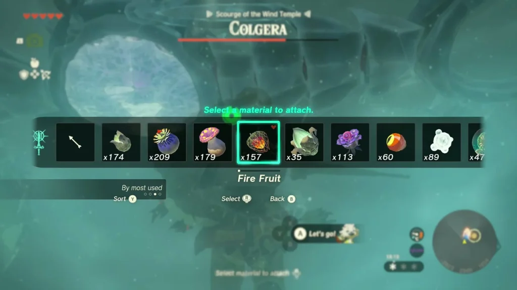 Fire Fruit chosen for an arrow with the weak point ahead Fire Fruit chosen for an arrow with the weak point ahead