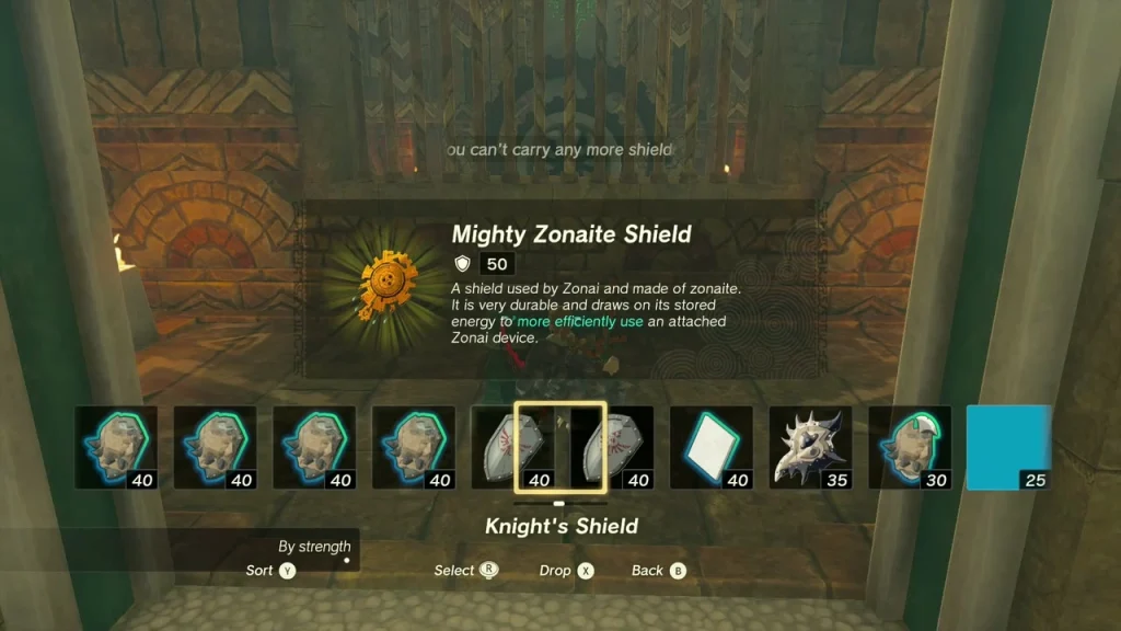 Mighty Zonaite Shield item box from the gated chest Mighty Zonaite Shield item box from the gated chest