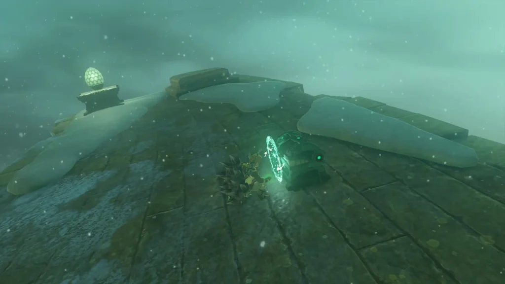Floating ruin platform with an egg-shaped pedestal and the chest Floating ruin platform with an egg-shaped pedestal and the chest