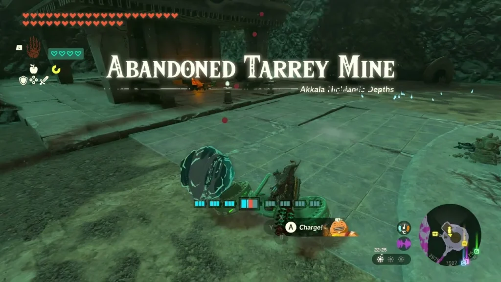 Abandoned Tarrey Mine location title over the stone entrance in Akkala Highlands Depths Abandoned Tarrey Mine location title over the stone entrance in Akkala Highlands Depths