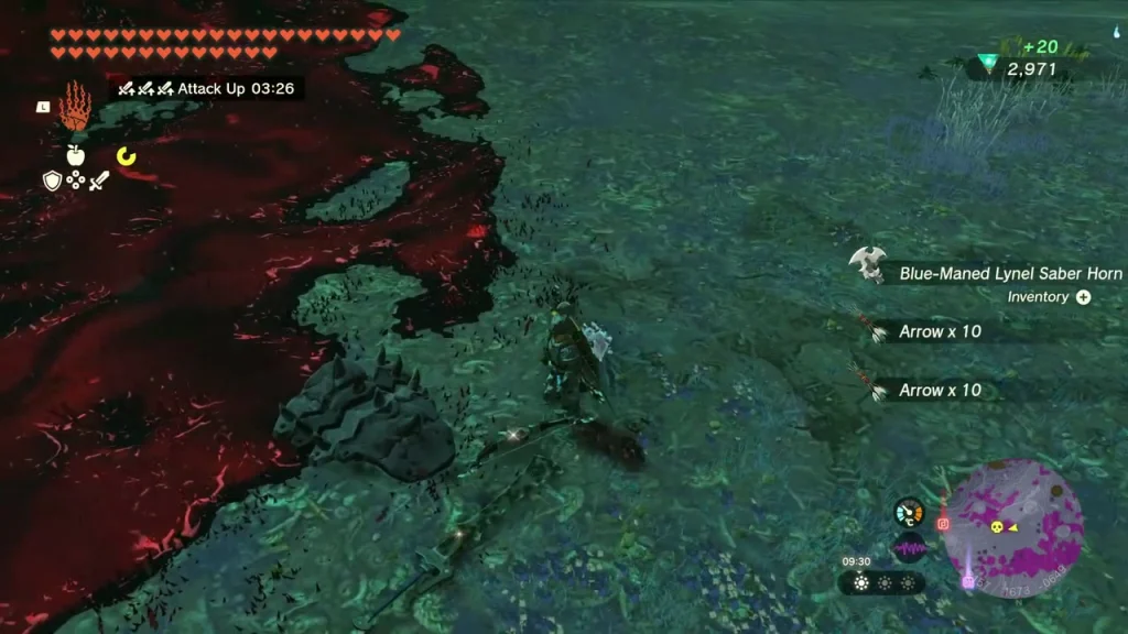 Blue-Maned Lynel Saber Horn and two Arrow x10 drops on the Depths ground Blue-Maned Lynel Saber Horn and two Arrow x10 drops on the Depths ground