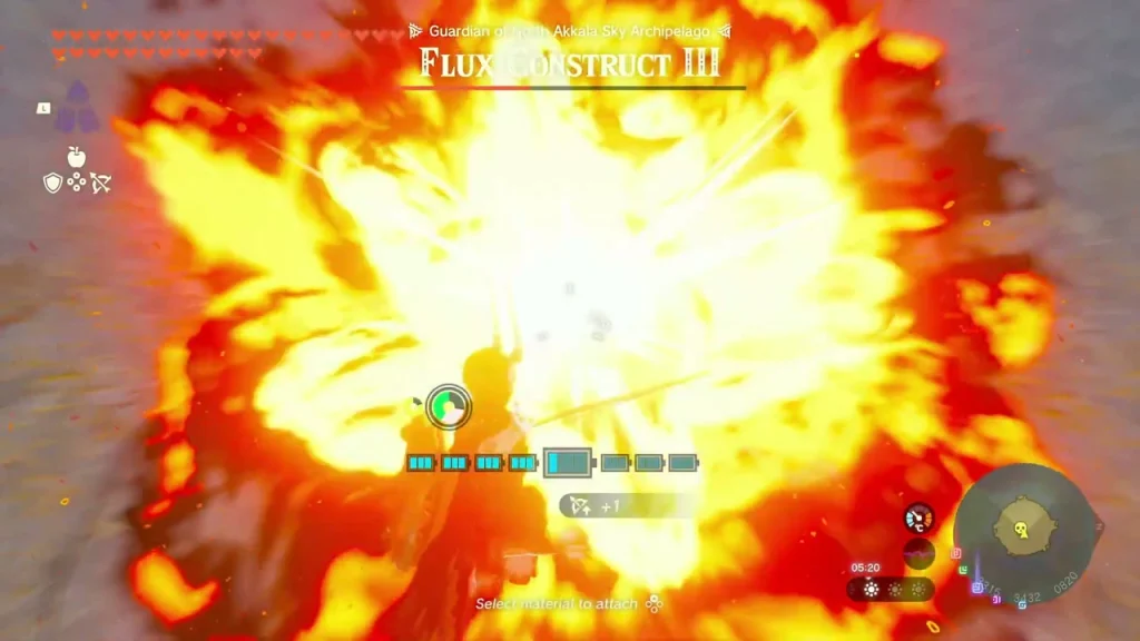 Large explosion destroying the Flux Construct core during the fight Large explosion destroying the Flux Construct core during the fight