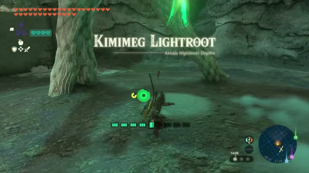 Kimimeg Lightroot title over a wide twisted root in the Akkala Depths Kimimeg Lightroot title over a wide twisted root in the Akkala Depths