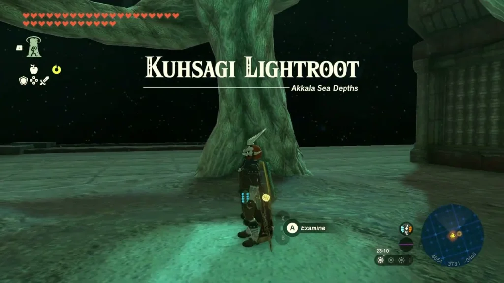 Glowing root tree of Kuhsagi Lightroot in the dark Lomei Depths Labyrinth chamber Glowing root tree of Kuhsagi Lightroot in the dark Lomei Depths Labyrinth chamber