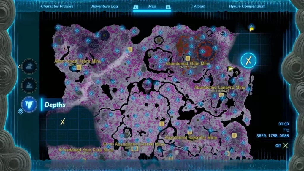 Depths map showing an X marking the spot the third Old Map points to Depths map showing an X marking the spot the third Old Map points to