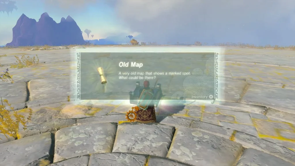 Old Map item box held above the chest on the sky arena platform Old Map item box held above the chest on the sky arena platform