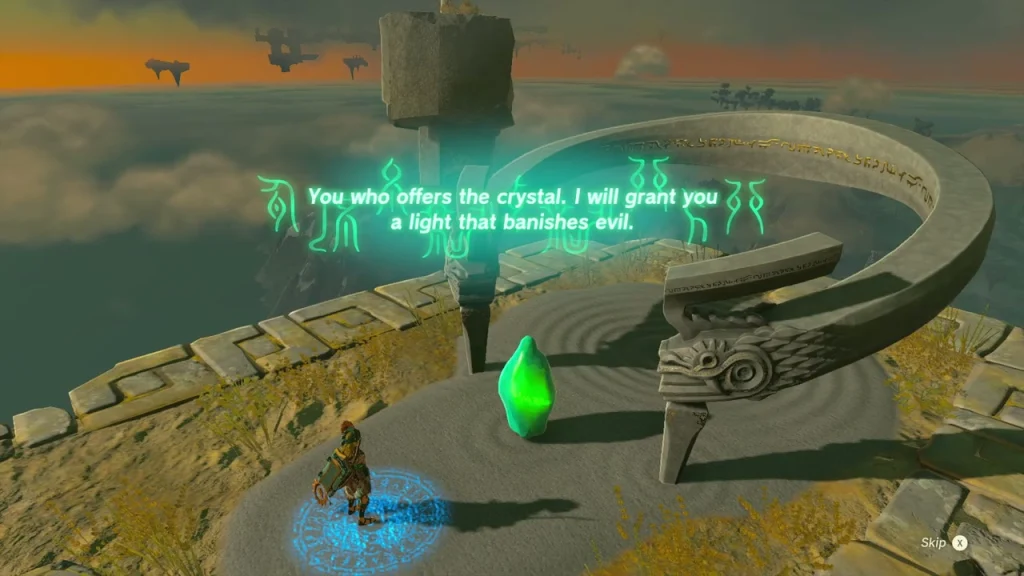Crystal resting on the curved stone altar with a message calling for the crystal Crystal resting on the curved stone altar with a message calling for the crystal