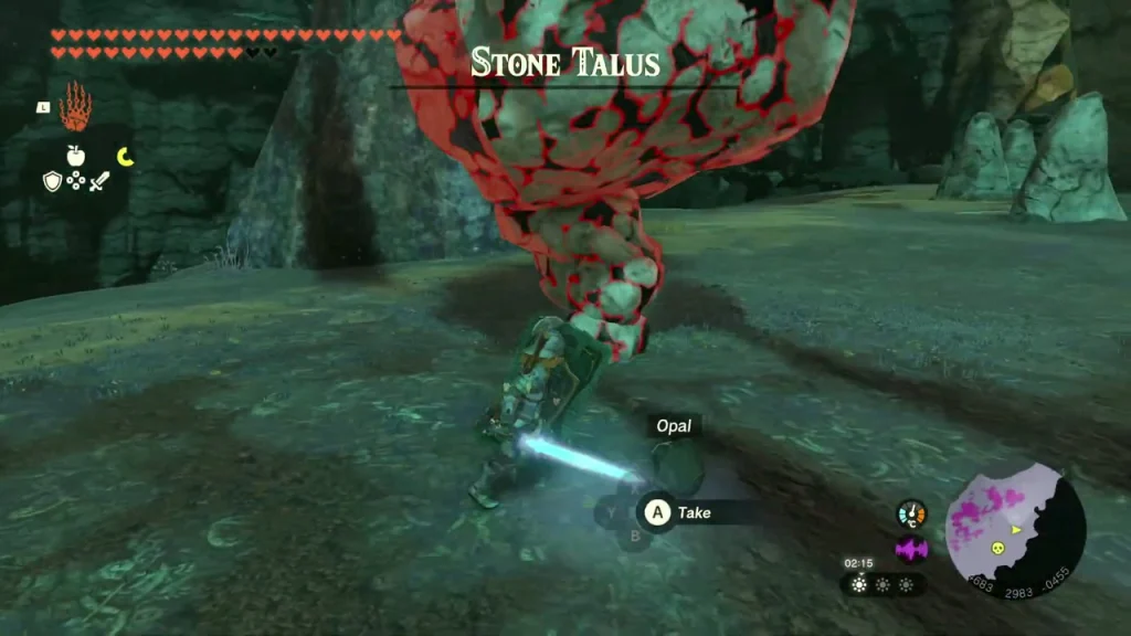 Opal drop and glowing blade on the ground after the Talus falls Opal drop and glowing blade on the ground after the Talus falls