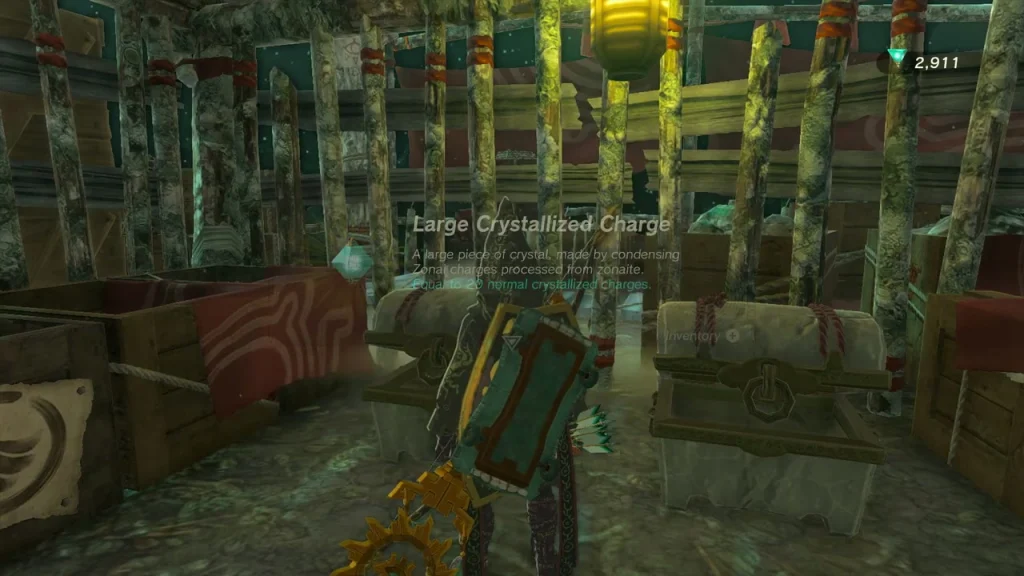 Large Crystallized Charge item box beside stacked Yiga hideout crates Large Crystallized Charge item box beside stacked Yiga hideout crates
