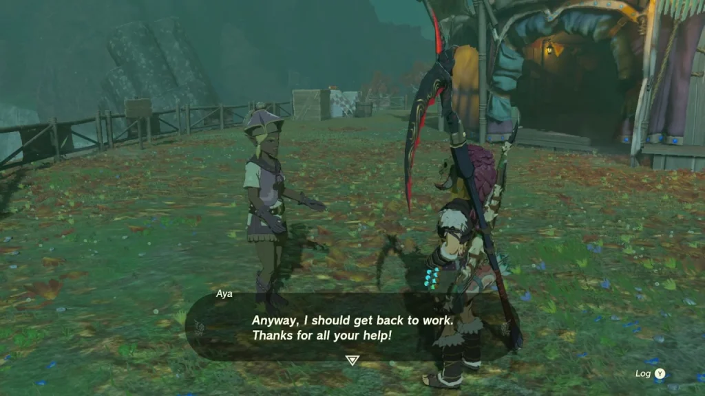 Aya at East Akkala Stable thanking the traveler for clearing the monsters Aya at East Akkala Stable thanking the traveler for clearing the monsters