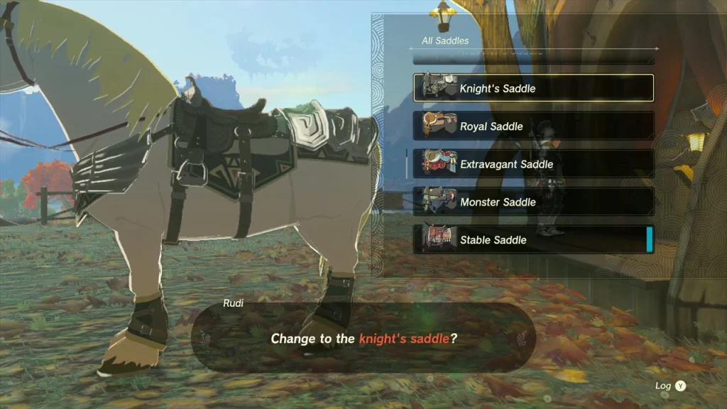 Stable saddle menu offering knight's, royal and other saddles Stable saddle menu offering knight's, royal and other saddles