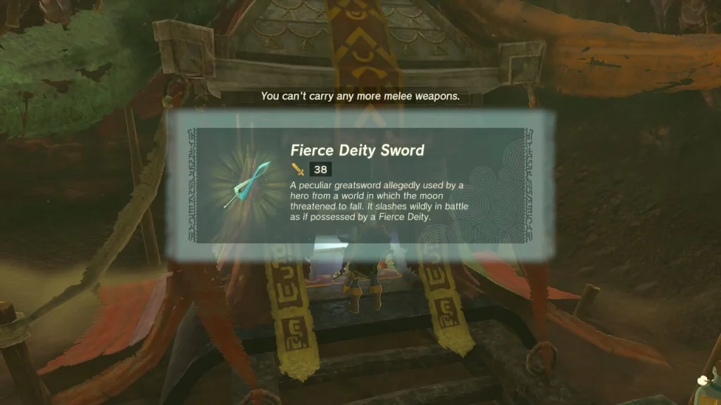 Fierce Deity Sword item box over the hidden room chest Fierce Deity Sword item box over the hidden room chest