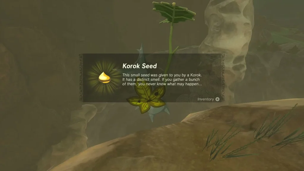 Korok Seed item box on a sandy slope Korok Seed item box on a sandy slope
