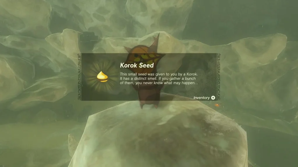 Korok Seed item box on top of a pale rock pillar Korok Seed item box on top of a pale rock pillar