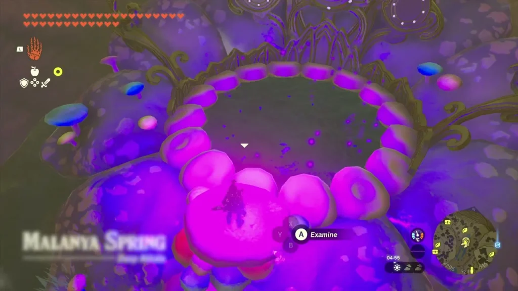 Malanya Spring title over the glowing purple pool Malanya Spring title over the glowing purple pool