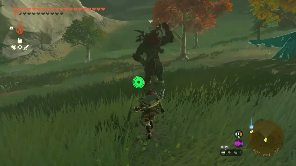 Fighting the Lynel among tall grass and autumn trees Fighting the Lynel among tall grass and autumn trees