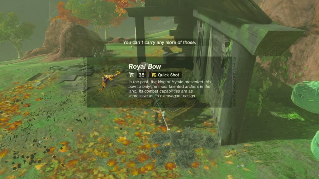 Royal Bow item box beside a ruined wooden hut Royal Bow item box beside a ruined wooden hut