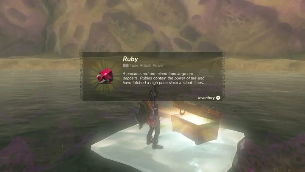Ruby item box above a chest on a pale slab beside the water Ruby item box above a chest on a pale slab beside the water