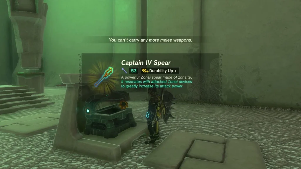 Captain IV Spear item box from the chest after Mayachideg Shrine's trial Captain IV Spear item box from the chest after Mayachideg Shrine's trial